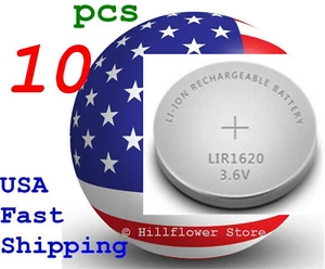 10 pcs LIR1620 1620 Bulk 3.6V Rechargeable LIR Genuine Lithium Battery - Picture 1 of 6