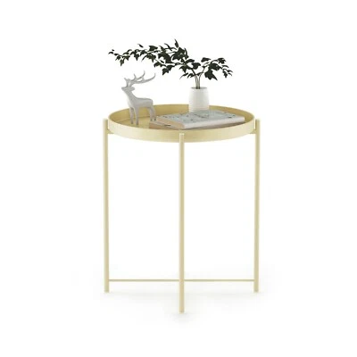 Furinno Rolland Round Metal End Table Yellow FNBJ-22203-1 NIOB - Image 1 of 4