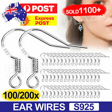 100/200pcs 925 Silver Earring Hooks Hook Hypoallergenic Ear Wire DIY Earrings