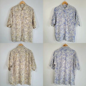 Paket (2) Hawaii Seidenhemden Größe M 100% Aloha Blumen Pastell Blau - Bild 1 von 17