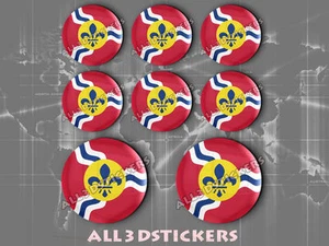 8 x 3D ROUND Resin Domed Flag St. Louis - USA Adhesive Decal Vinyl - Imagen 1 de 1