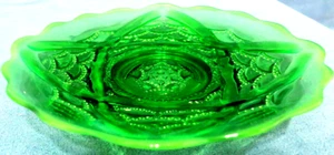 Antique Jefferson Glass Green Opalescent Plate Wishbone & Drapery Pattern 1903 - Picture 1 of 4