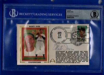 Monte Irvin  HOF 50th Anniversary Signed Gateway Cachett BAS certified/encap. - Image 1 of 2