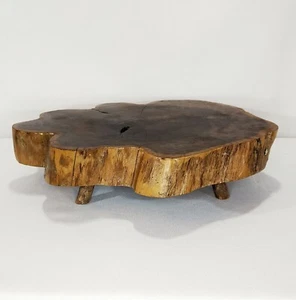 Live Edge Organic Oval Footed Centerpiece Decor Display Varnished 9" x  11" - Picture 1 of 7