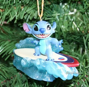 Disney Lilo and Stitch Surfer Stitch Alien Christmas Tree Ornament PVC Holiday - Picture 1 of 3