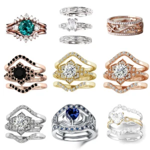 Women Wedding Ring Size 5-11 Cubic Zirconia Ring Jewelry Elegant - Picture 1 of 32