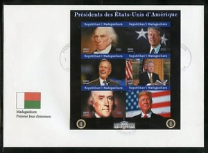 MADAGASCAR 2021 PRESIDENTS  SHEET BUSH CLINTON JEFFERSON TRUMP CARTER FDC - Picture 1 of 1