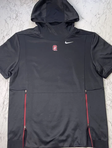 Nike Stanford Cardinal Short Sleeve Hoodie Pullover Mens Medium Team Issued Cover