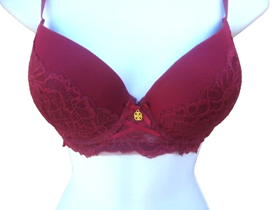 Sujetador DAISY FUENTES - Color vino - Acolchado - Encaje - 38C - 2 ganchos cierre trasero usado en excelente estado Foto 1 de 4
