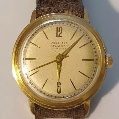 Vintage JUNGHANS "Trilastic" Cal.J84/S 1950 34mm Gold German Antik Men's Watch - Изображение 1 из 4
