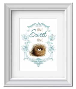 Vintage Image Bird Nest Home Sweet Home Decor Art Wall Print~Unframed - Picture 1 of 1