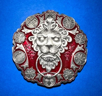 Geocoin Fortune Favors the Bold Red and Nickel Color Latin Proverb Unactivated - Image 1 of 2