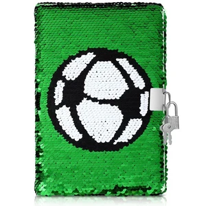 Diary Notebook with Reversible Sequin Football Design Lock and Keys for Girls - Picture 1 of 2