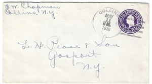 USA - Collins, N.Y., 11. Mai 1936 Handstempel auf Brief Scott's # U437e - Bild 1 von 1