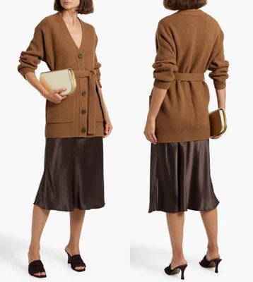 Cárdigan Cinturón Vince Acanalado Mezcla Lana-Cachemira Imitación Cuero en Almendra Talla M $595 Foto 1 de 4