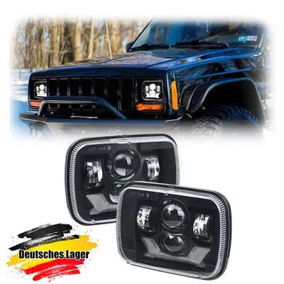2x LED-Scheinwerfer Hi/Lo Beam Tageslicht Für Jeep Cherokee XJ Wrangler YJ - Bild 1 von 4
