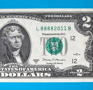 LUCKY Year 2011 (L 88882011 B) $2 Two Dollar Bill 2017A Series *UNC* - Picture 1 of 4