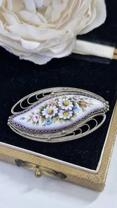 Impresionante broche esmaltado pintado a mano Rostov Finift ruso vintage - Imagen 1 de 8