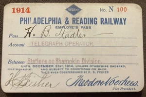 1914 Philadelphia & Reading Signal Man Employee Railroad Pass - Picture 1 of 2