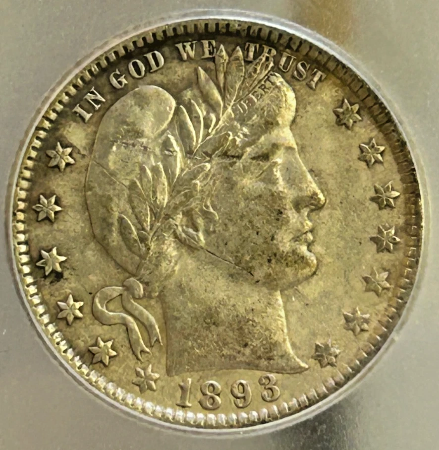 1893 - O Silver Barber Quarter AU53 Details ICG, Neat Old Coin, Great Details! - Image 1 of 4