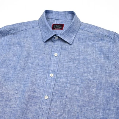 Untuckit 100% Linen Shirt Mens Medium Blue Slim Fit Wrinkle Resistant Preppy - Image 1 of 4