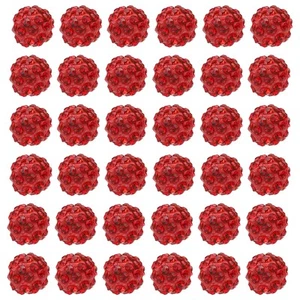 10mm Rhinestone Clay Beads, 120 Pcs Polymer Clay Crystal Charm Beads Red - Picture 1 of 6
