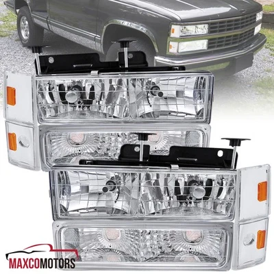 Headlights+Corner+Bumper Lamps Fits 1988-1993 Chevy Sierra GMC C10 C/K  Yukon - Image 1 of 4