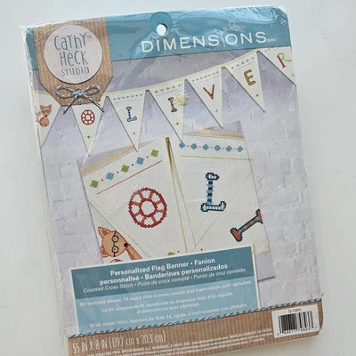 Dimensions Personalized Flag Banner Cross Stitch Kit 72-74893 Cathy Heck Studio - Image 1 of 3