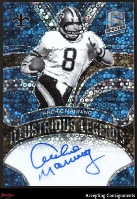2022 Panini Spectra Illustrious Legends Neon Blue Archie Manning AUTO 03/50 - Image 1 of 2
