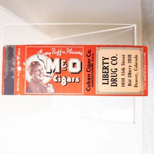 M & O Cigars Liberty Drug Co Denver Vintage Cigar Advertising Matchbook - Picture 1 of 2