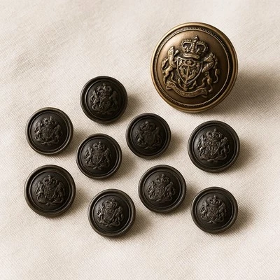 Ralph Lauren Style Navy Blazer Buttons – Waterbury Co. Set of 9 Military Brass - Image 1 of 4