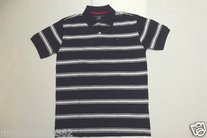 TOMMY HILFIGER BOYS NAVY MULTI STRIPE POLO SHIRT X-LARGE (16/18) NEW WITH TAG - Picture 1 of 4