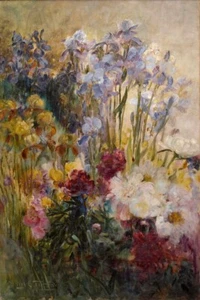 Louis Comfort Tiffany - Peonies and Iris - 1915 Giclée Archival Print 11×17 - Picture 1 of 2