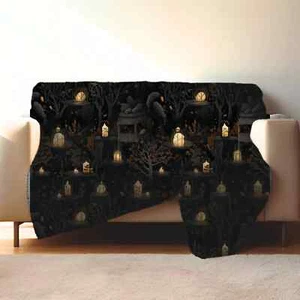 Ravenous Woods Sherpa or Velveteen Blanket: Witchy Gothic Bedding by Durazza - Picture 1 of 8