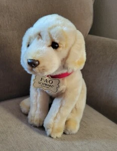 Fao Schwarz Yellow Labrador Plush Dog 11" - Picture 1 of 2