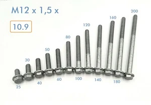 5 St. Schraube mit Bund M12x90 10.9 (M12x1,5x90) Zinklamelle DIN6921 MBN10105 - Bild 1 von 9