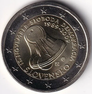 2 Euros Conmemorativos Eslovaquia - 2009 - "20. Aniversario d. 17. Noviembre 1989" - Imagen 1 de 2
