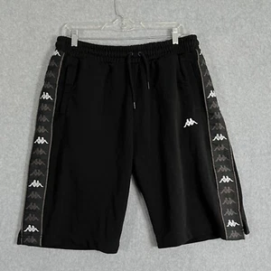 Kappa Shorts Men’s XXL Black Athletic Sport Long Logo Side Stripes Elastic Waist - Picture 1 of 10