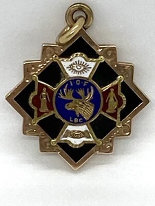 Vintage Gold Feel Enamel Masonic Watch Fob 6.75g - Picture 1 of 10
