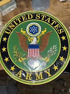 United States Army Logo Metal Sign, 12 Inch Round Embossed Aluminum - Picture 1 of 3