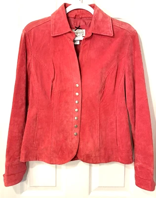 Live A Little Leather Jacket Sz S Pink Suede Snap Up Lined Boho Western Top *see - Image 1 of 4