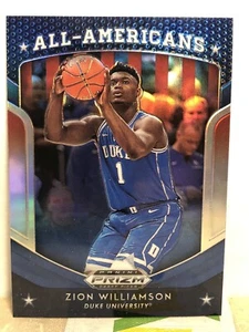 ZION WILLIAMSON 2019-20 PANINI PRIZM DRAFT PICKS ALL AMERICANS BLUE REFRACTOR RC - Picture 1 of 2