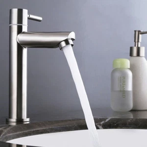 Chrome Brass Lavatory Bathroom Basin Faucet Single Handle/ Hole Cold Sink Tap - Picture 1 of 6