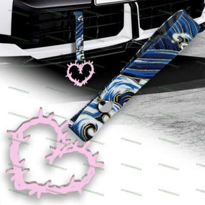 Thorned Heart JDM Pink Ring Tsurikawa Subway Car Handle Strap -Blue Waves Nylon - Picture 1 of 6
