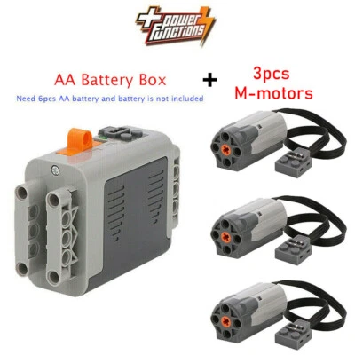 4PCS Lots Power Functions 1x Battery Box 3x M Motor Technic Parts Train For Lego - Image 1 of 4