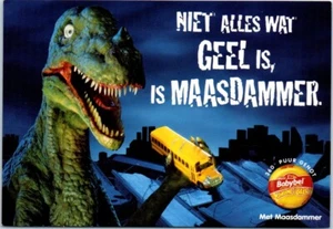 HOLLÄNDISCHE KÄSE WERBUNG Dinosaurier essen gelb Schule BUS 4x6 - Postkarte - Bild 1 von 2