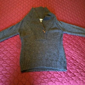 Grey GANDER MOUNTAIN Women's Shawl Collar Sweater Women's Large Wooden Buttons - Picture 1 of 14