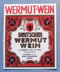 Etiqueta de licor antigua etiqueta de botella etiqueta ajenjo alemán vino Horst Hanau - Imagen 1 de 2