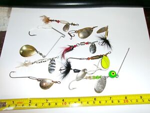 LOT  5   10 Fishing Spinners, 1 Unbranded  Old tackle box find Assorted Brands