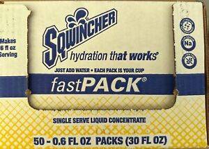 Sqwincher Fast Pack Electrolyte Liquid Sport Hydration Drink LEMONADE 50 BOX